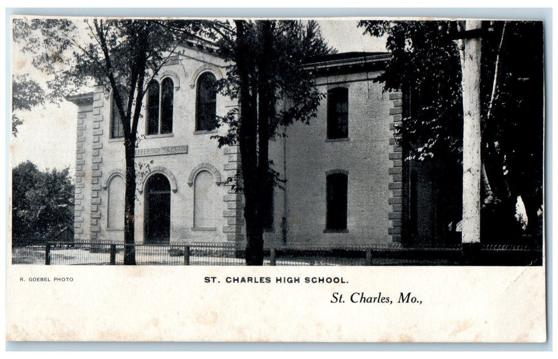 c1905's St. Charles High School Exterior Roadside St. Charles Missouri Postcard