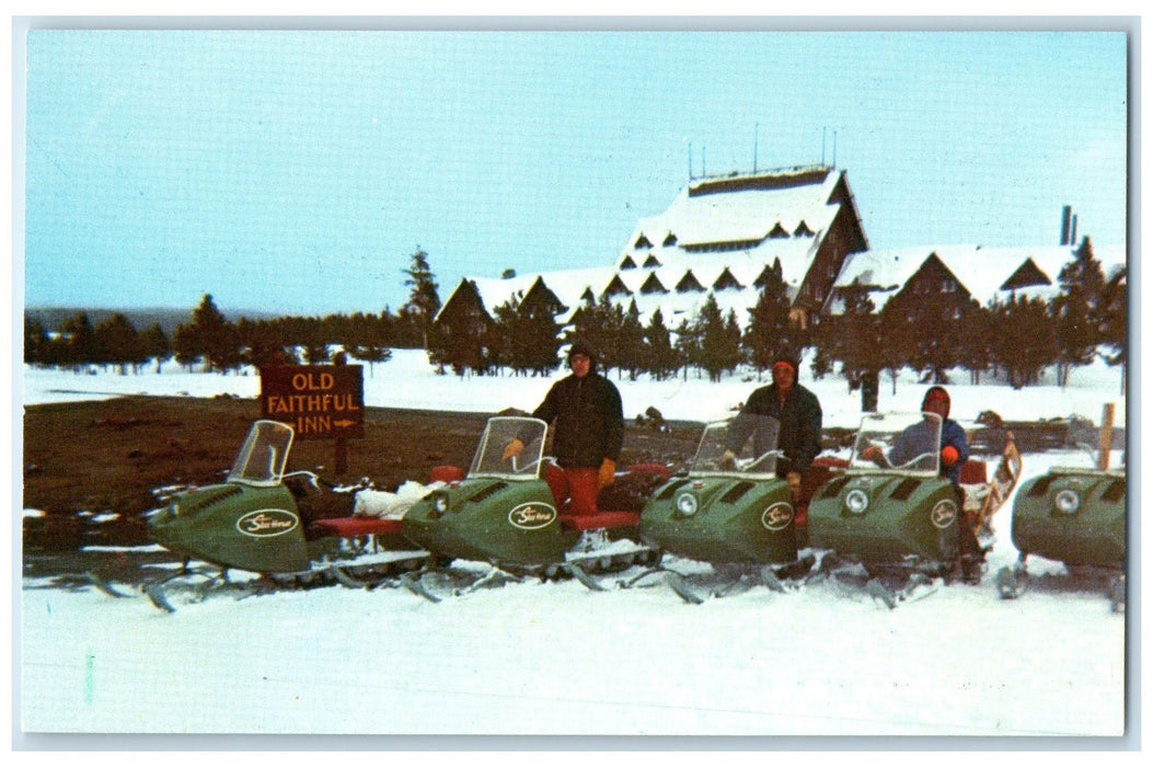 c1960s Wintertime Old Faithful Inn Yellowstone National Park Wyoming WY Postcard
