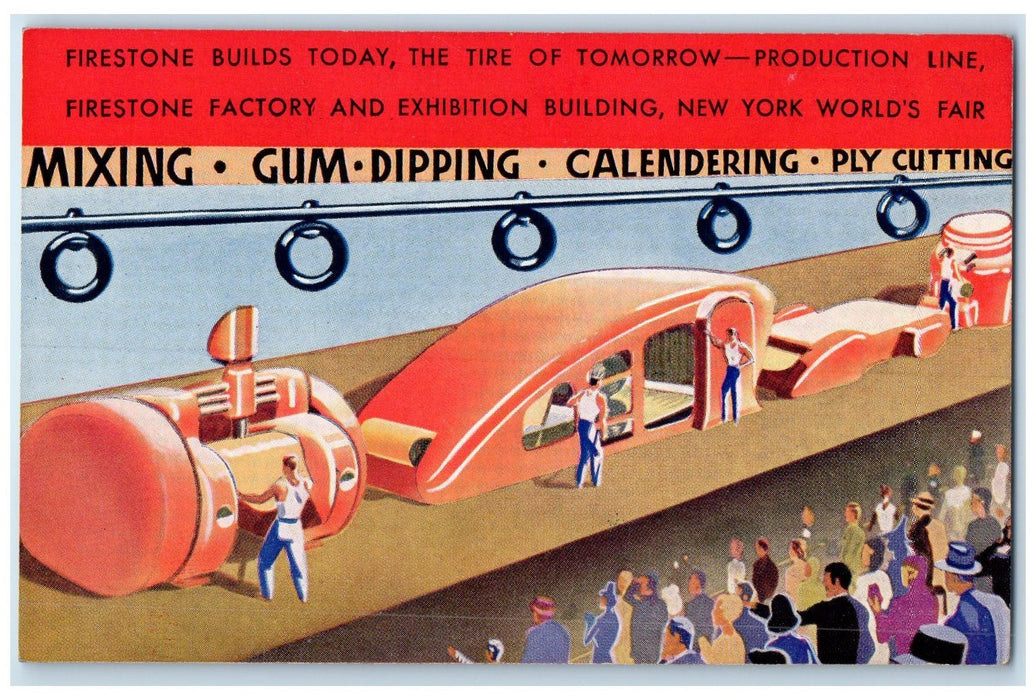 c1940s Modern Tire Production Line New York World's Fair New York NY Postcard