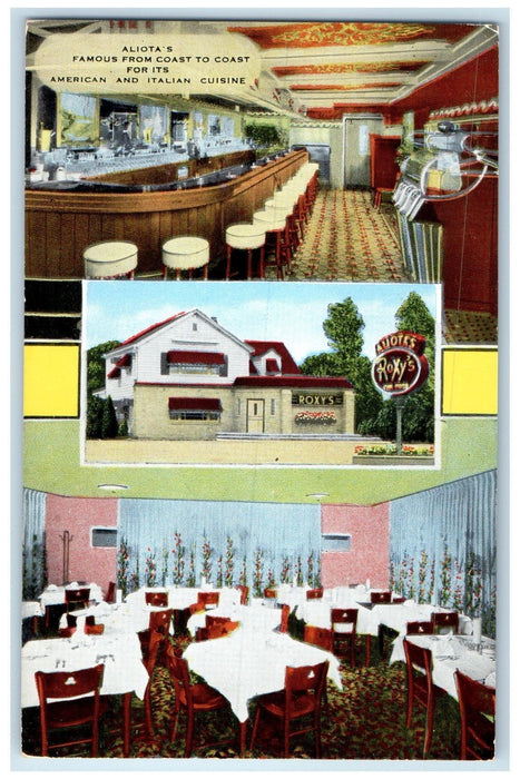 c1950 Aliotas American & Italian Cuisine Restaurant Milwaukee Wisconsin Postcard