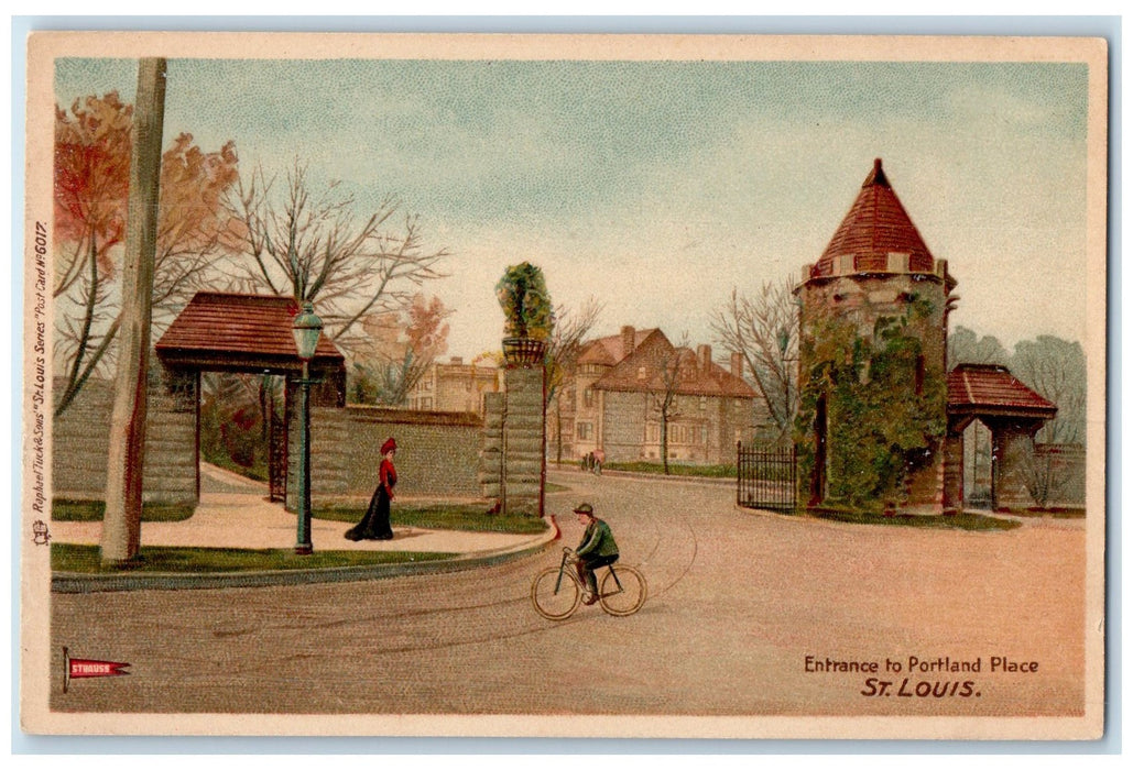 c1905's Entrance To Portland Place People St. Louis Missouri MO Tuck Postcard