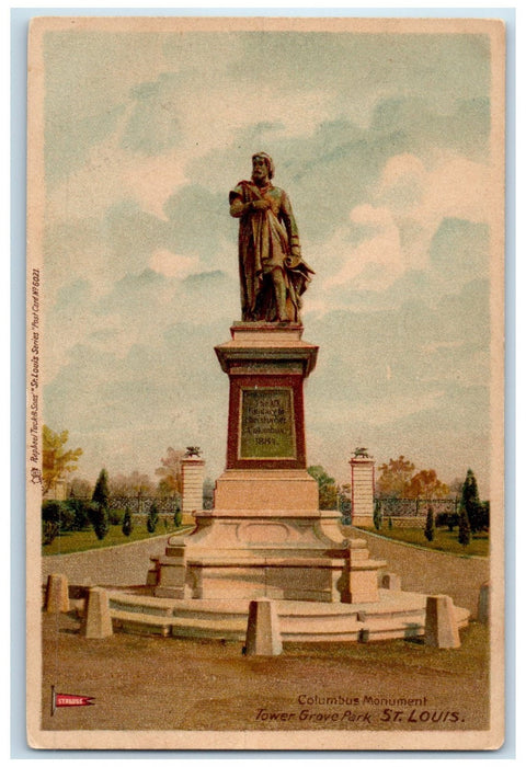 c1905's Columbus Monument Tower Grove Park Scene St. Louis Missouri MO Postcard