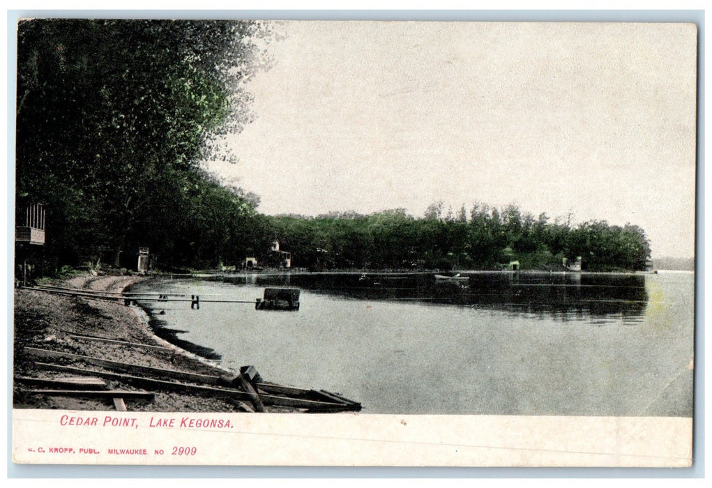 c1920's Cedar Point Boat Ramp Grove Lake Kegonsa Wisconsin WI Unposted Postcard