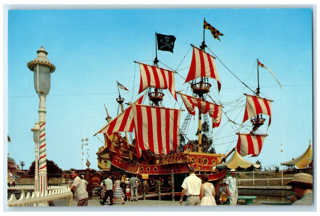 c1960s Disneyland's Pirate Ship Scene Fantasyland Anaheim California CA Postcard