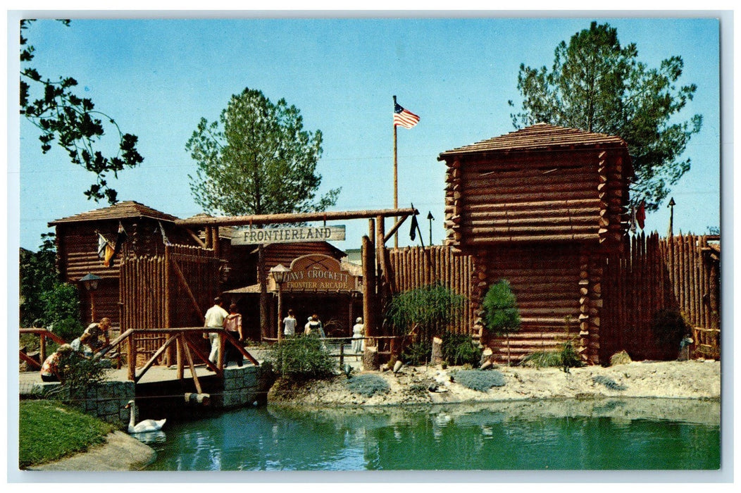 c1960s Disneyland's Entrance To Frontierland Anaheim California CA Flag Postcard