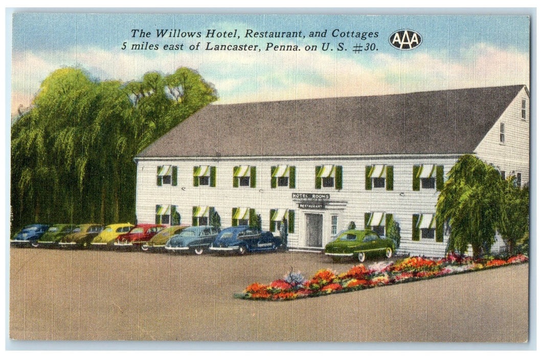 c1940s The Willows Hotel Restaurant And Cottages Lancaster Pennsylvania Postcard