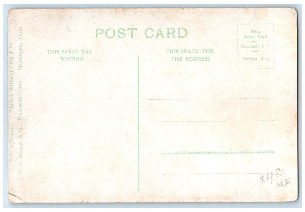 c1910's Second Street Looking South Muskogee Oklahoma OK Unposted Shops Postcard