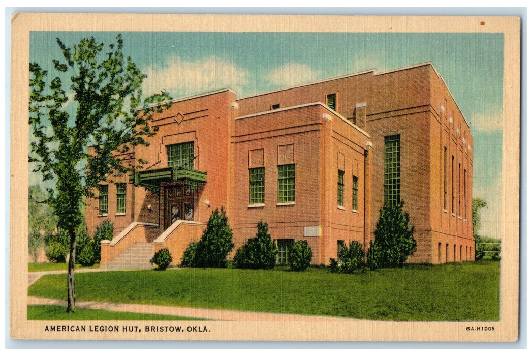 c1940's American Legion Hut Exterior Bristow Oklahoma OK Unposted Trees Postcard