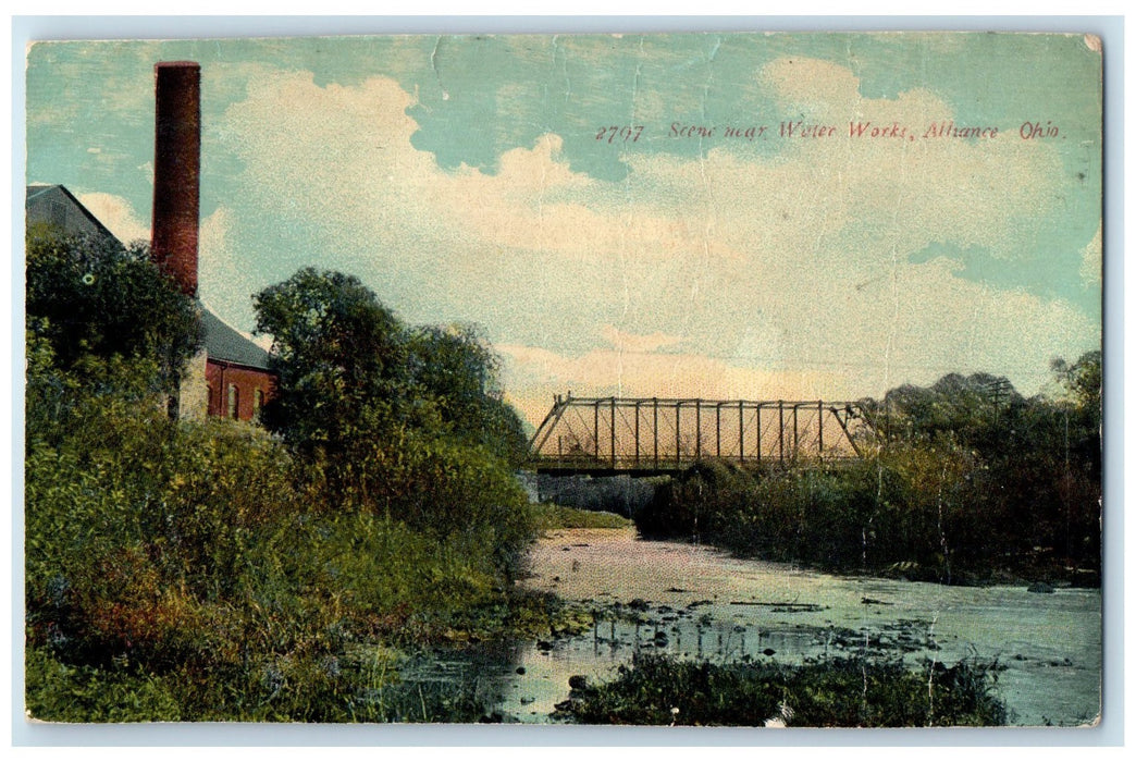 c1910's Scene Near Water Works Bridge River Alliance Ohio OH Unposted Postcard