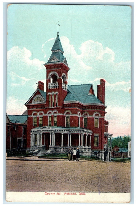 c1910's County Jail Exterior Roadside Ashland Ohio OH Unposted Vintage Postcard