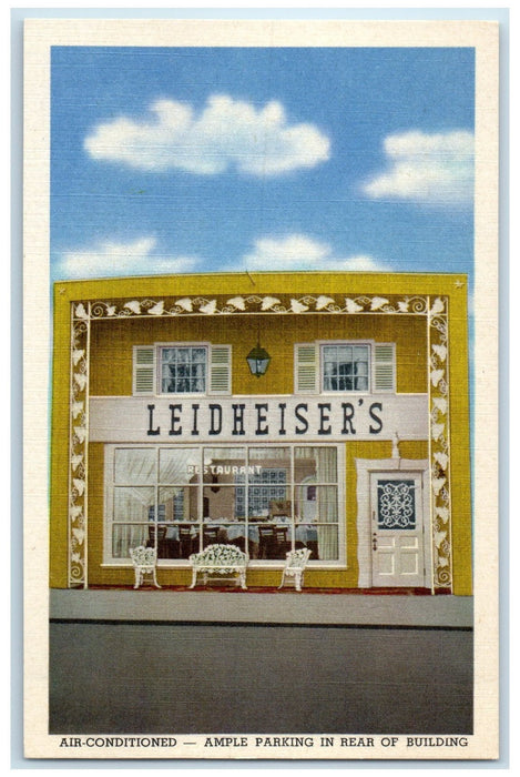 c1940's Leidheiser's Restaurant Exterior Vermillion Ohio OH Unposted Postcard