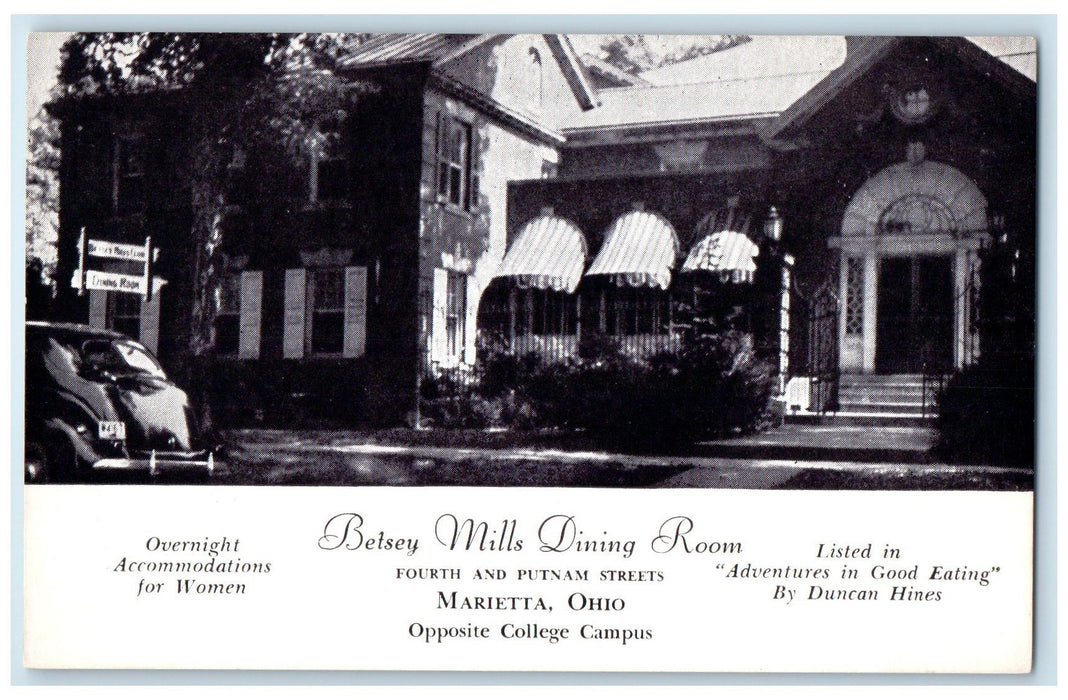 c1960's Betsey Mills Dining Room Exterior Marietta Ohio OH Unposted Postcard