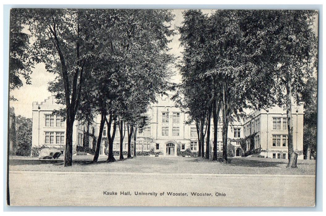 c1910s Kaukee Hall University Of Wooster Exterior Wooster Ohio OH Trees Postcard