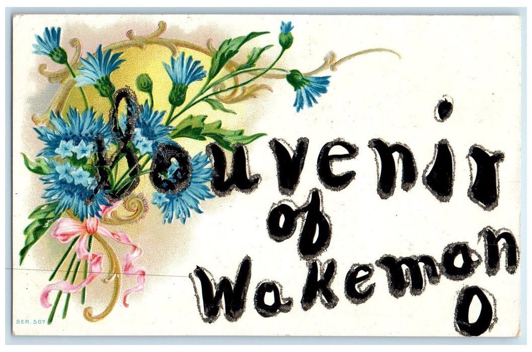 c1910's Souvenir Of Wakeman Ohio OH Unposted Embossed Flowers & Leaves Postcard