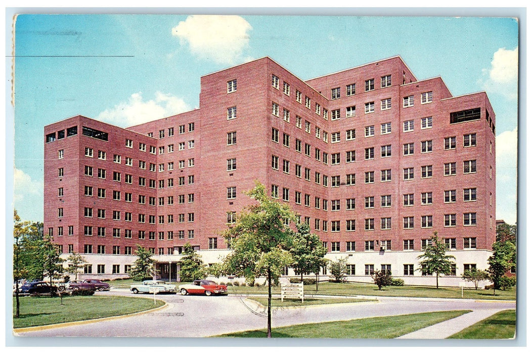 1963 Veterans Administration Hospital Exterior Cincinnati Ohio OH Trees Postcard