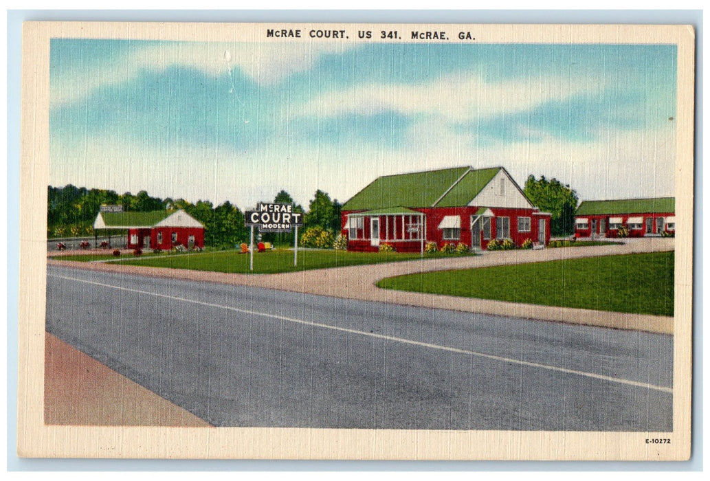 c1940's McRae Court Exterior Roadside McRae Georgia GA Unposted Signage Postcard