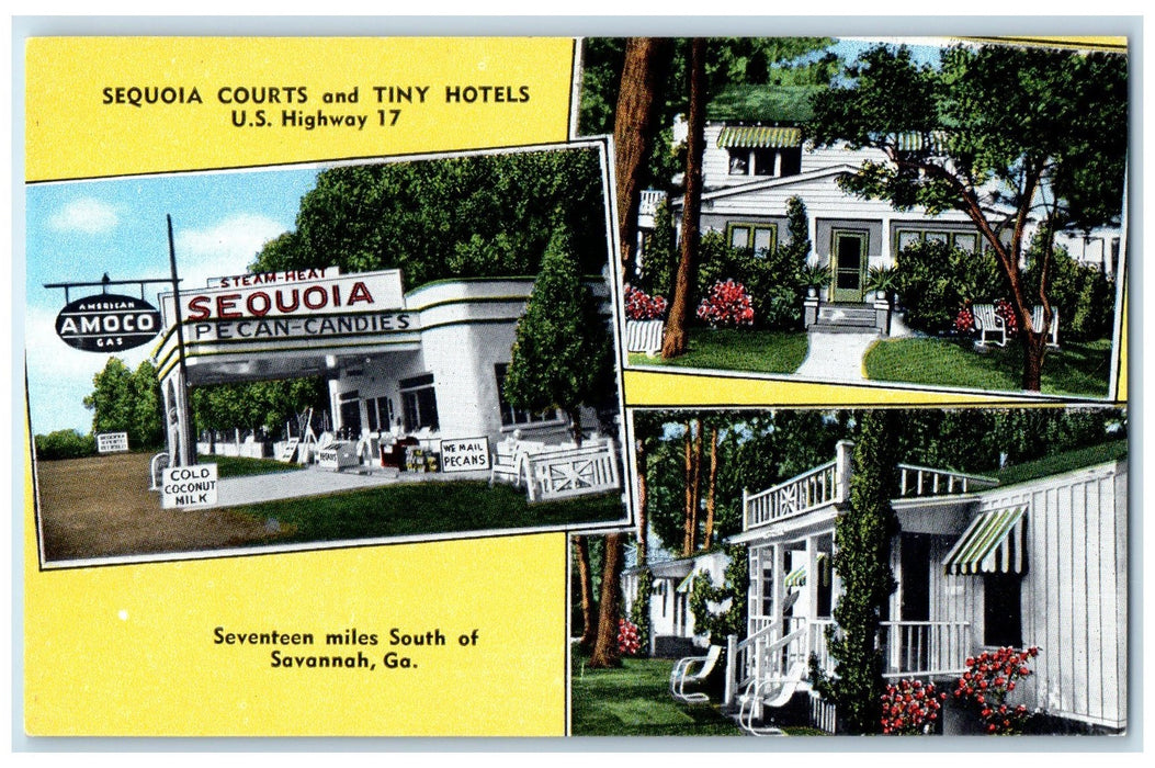 c1940s Sequoia Courts And Tiny Hotels Exterior Richmond Hill Georgia GA Postcard