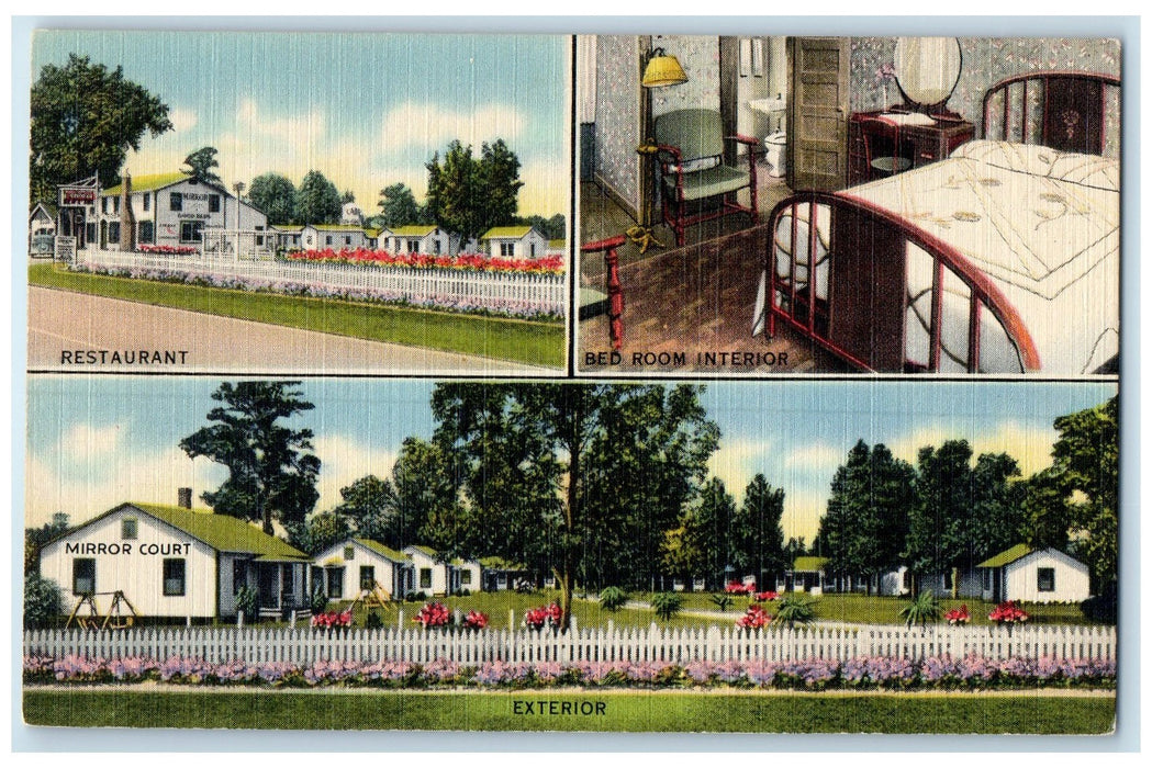c1940s Mirror Tourist Court Exterior Scene Savannah Georgia GA Unposted Postcard