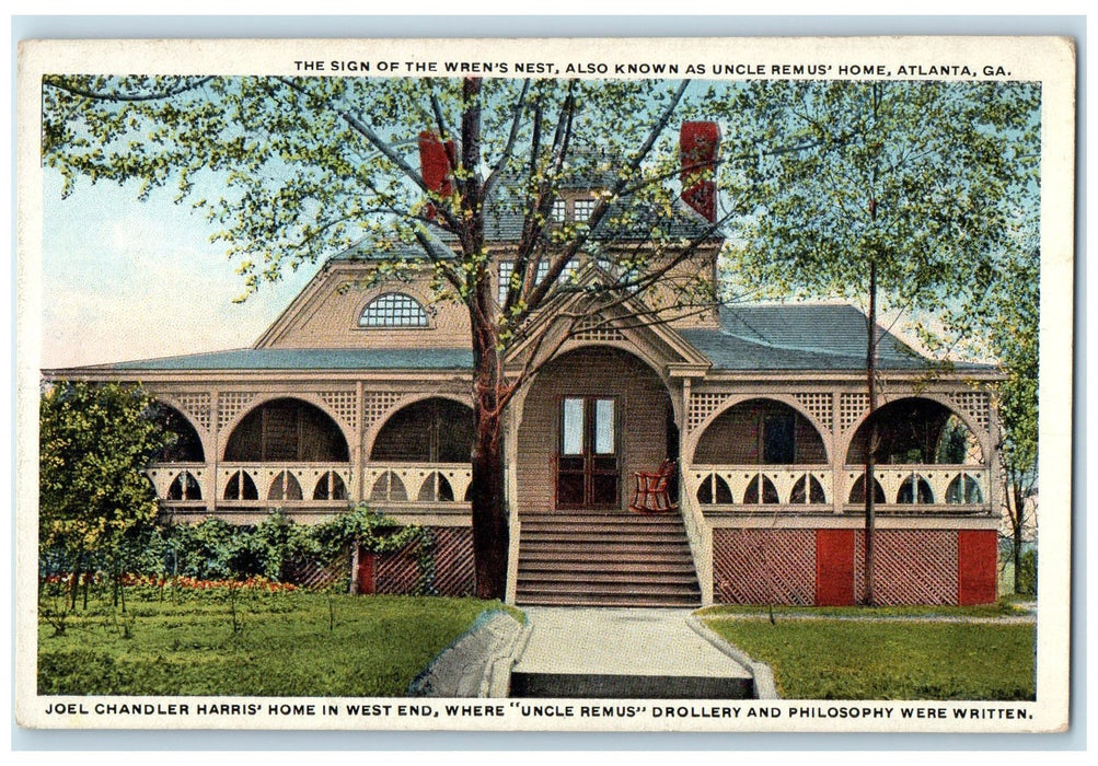 c1910's The Sign Of The Wren's Nest Uncle's Remus Home Atlanta Georgia Postcard