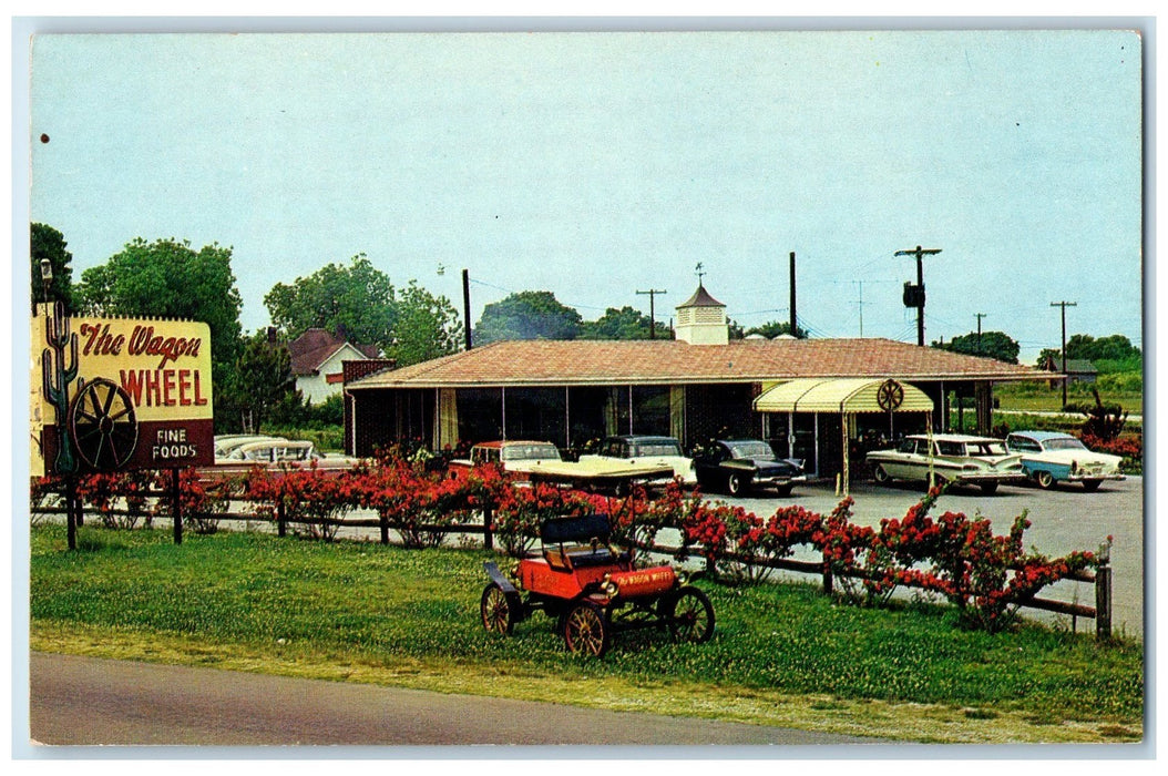 c1960s Wagon Wheel Restaurant Exterior Fort Lawn South Carolina SC Cars Postcard