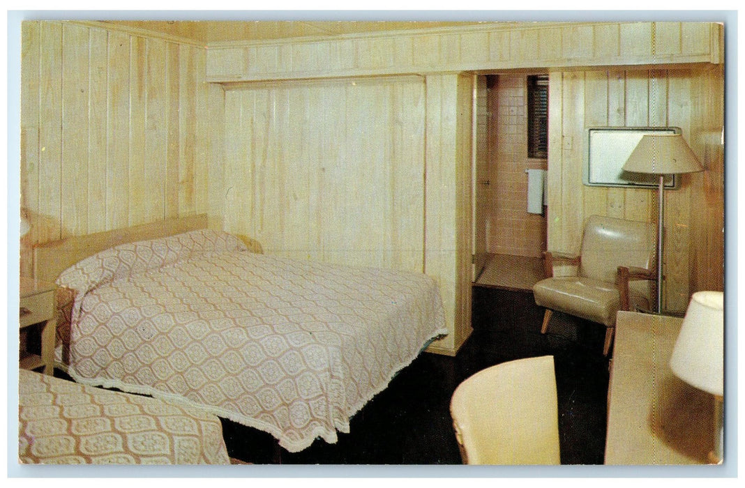 c1960s Sword Gate Lodge Bed Room Interior Charleston South Carolina SC Postcard