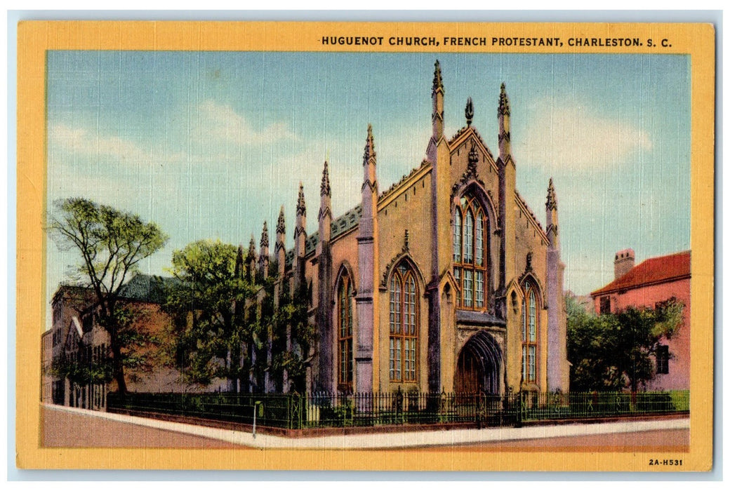 c1940's Huguenot Church French Protestant Charleston South Carolina SC Postcard