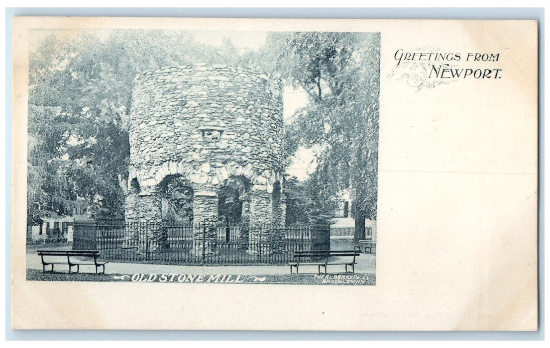 c1905's Greetings From Newport Rhode Island RI Unposted Old Stone Mill Postcard