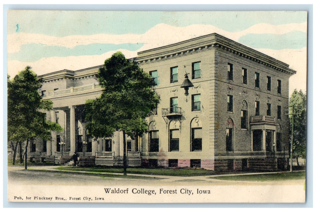 c1920's Waldorf College Campus Building Entrance Forest City Iowa IA Postcard
