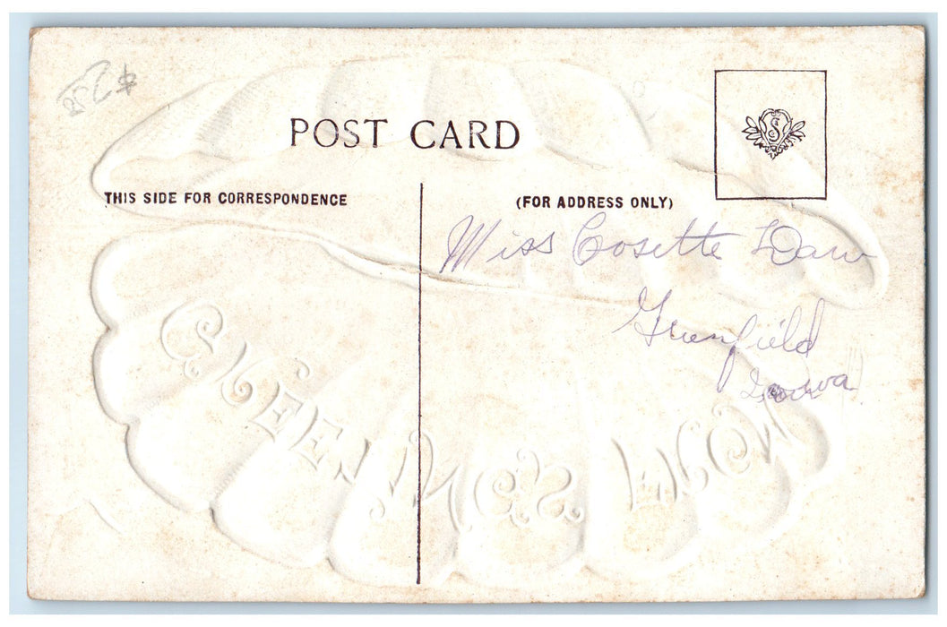 c1950 Greetings From Fontanelle Iowa Shell Embossed Exterior Glitter IA Postcard