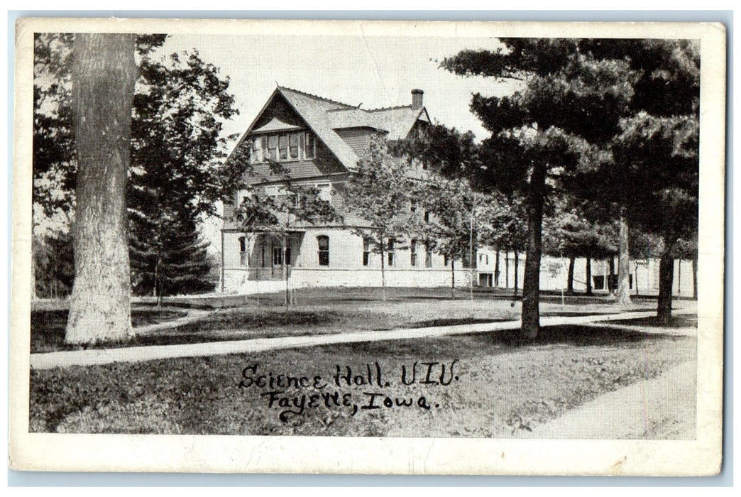 1915 Science Hall U I U Building View Pathways Trees Fayette Iowa IA Postcard
