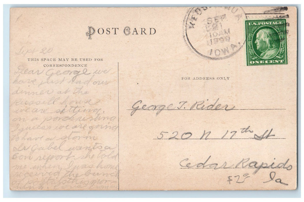 1909 Wagon Truss Bridge Des Moines River Farmington Iowa IA Antique Postcard