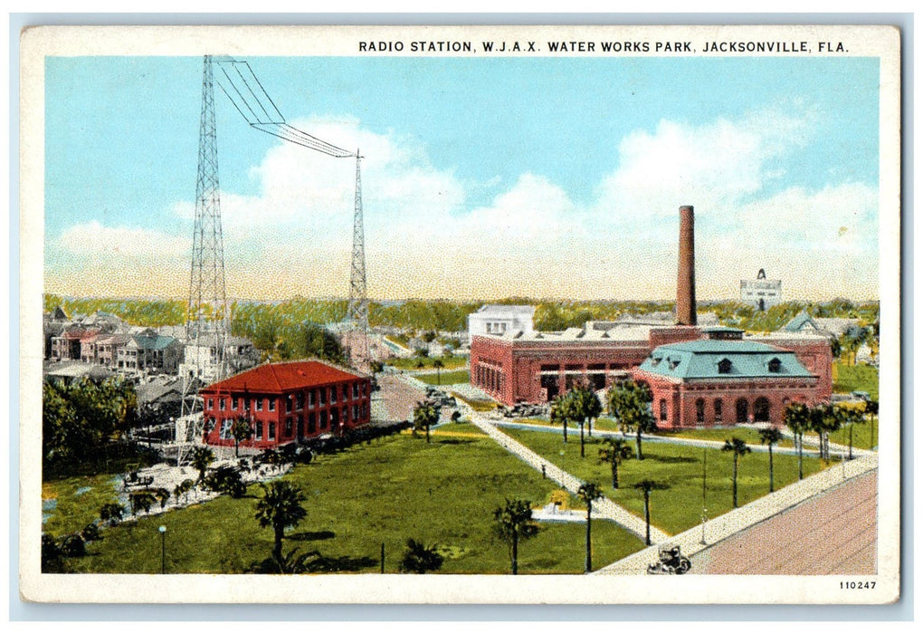 c1940s Radio Station WJAX Water Works Park Jacksonville Florida FL Tree Postcard