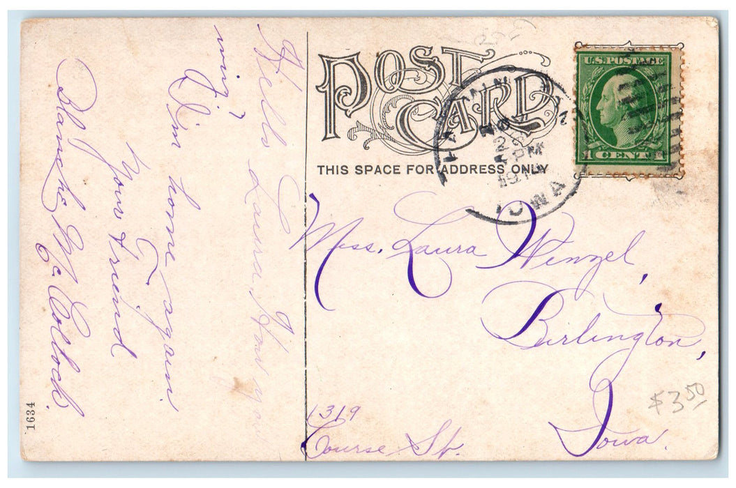 1914 State Street West From KC Depot Lined Trees Road Farmington Iowa Postcard