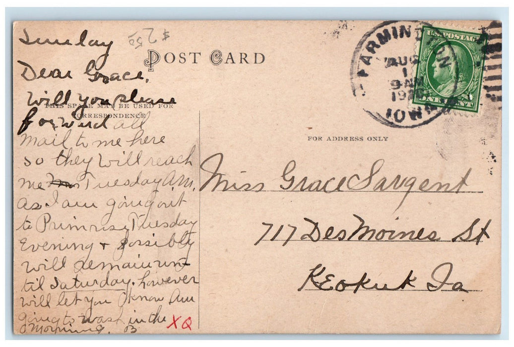 1920 Baptist Church Dirt Road Building Steps Entrance Farmington Iowa Postcard