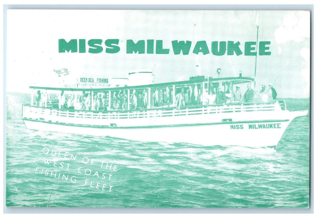 c1960's Miss Milwaukee Scene Deep Sea Fishing Tarpon Springs Florida FL Postcard