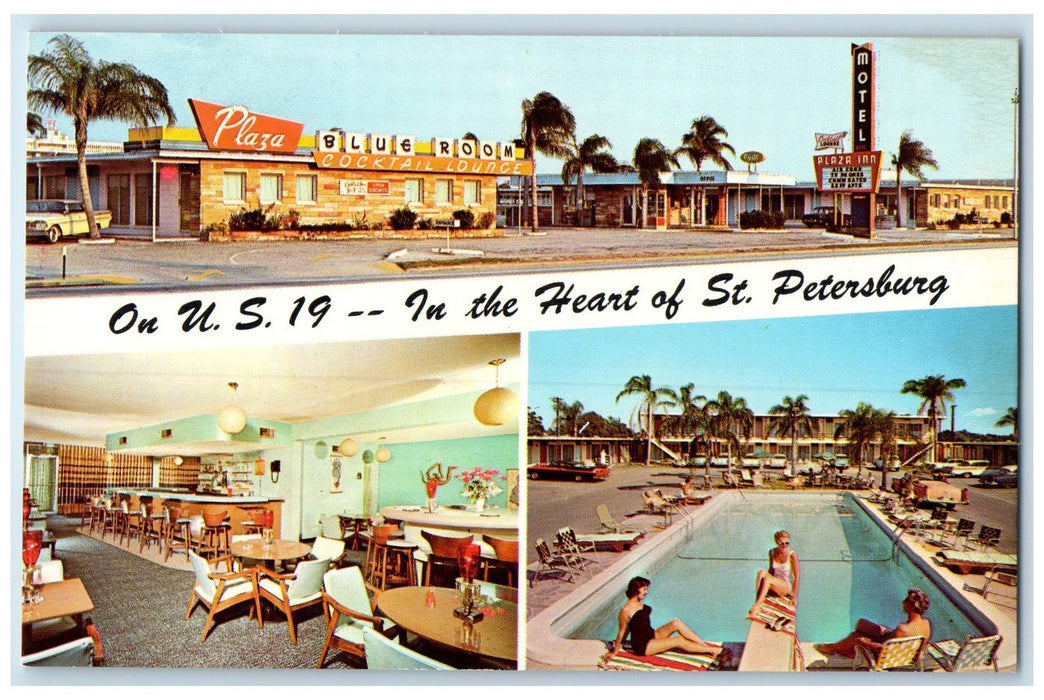 c1960's Plaza Inn Mote Exterior St. Petersburg Florida FL Unposted  Postcard