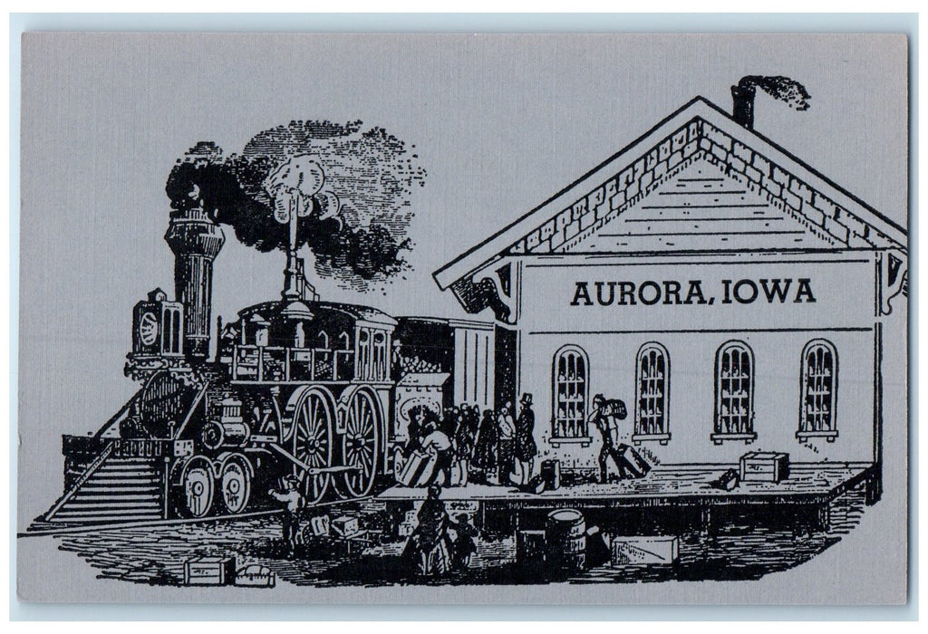 c1920's Locomotive Depot Terminal Passengers Building Aurora Iowa IA Postcard