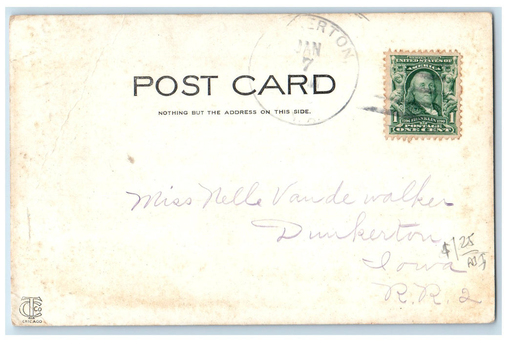 c1905's Little Wapsie Kids On The River Side & Dog Fairbank Iowa IA Postcard