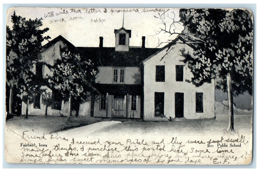 1908 House Home Door Entrance Trees Pathways Fairbank Iowa IA Antique Postcard