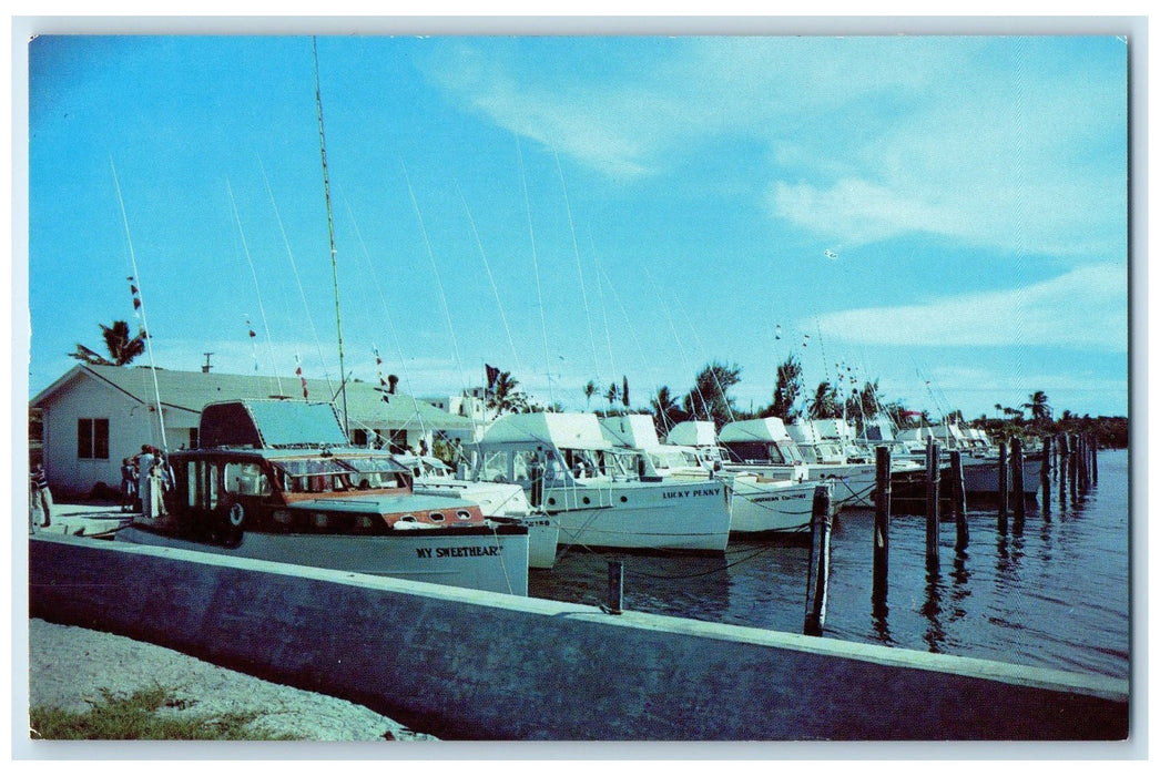 c1960s Boynton Inlet Docks Boats View Boynton Beach Florida FL Unposted Postcard