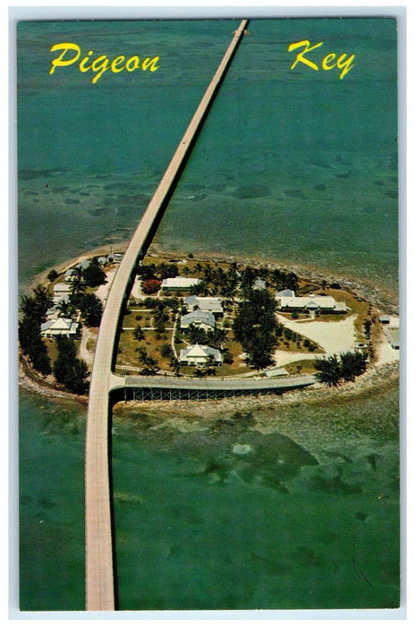 c1960's Aerial View Of Fabulous Seven Mile Bridge Pigeon Key Florida FL Postcard