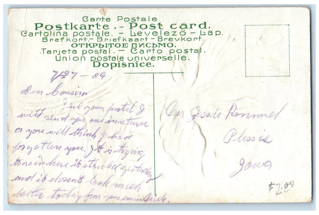 c1920's Greetings From Nickolas Rommel Fairbanks Iowa Correspondence Postcard