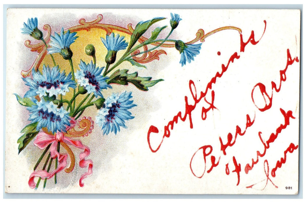 c1920's Compliments Of Peter's Bros. Fairbank Iowa IA Correspondence Postcard