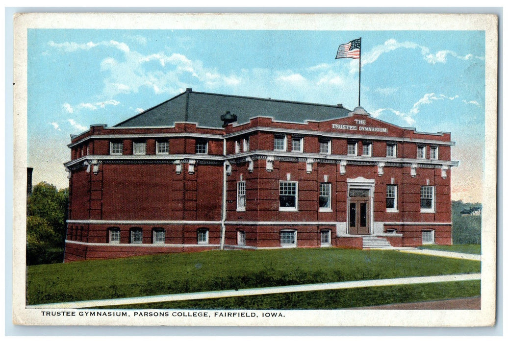 c1920's Trustee Gymnasium Parsons College Building Fairfield Iowa IA Postcard