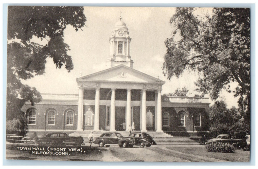 c1940's Town Hall Front View Exterior Milford Connecticut CT Unposted Postcard