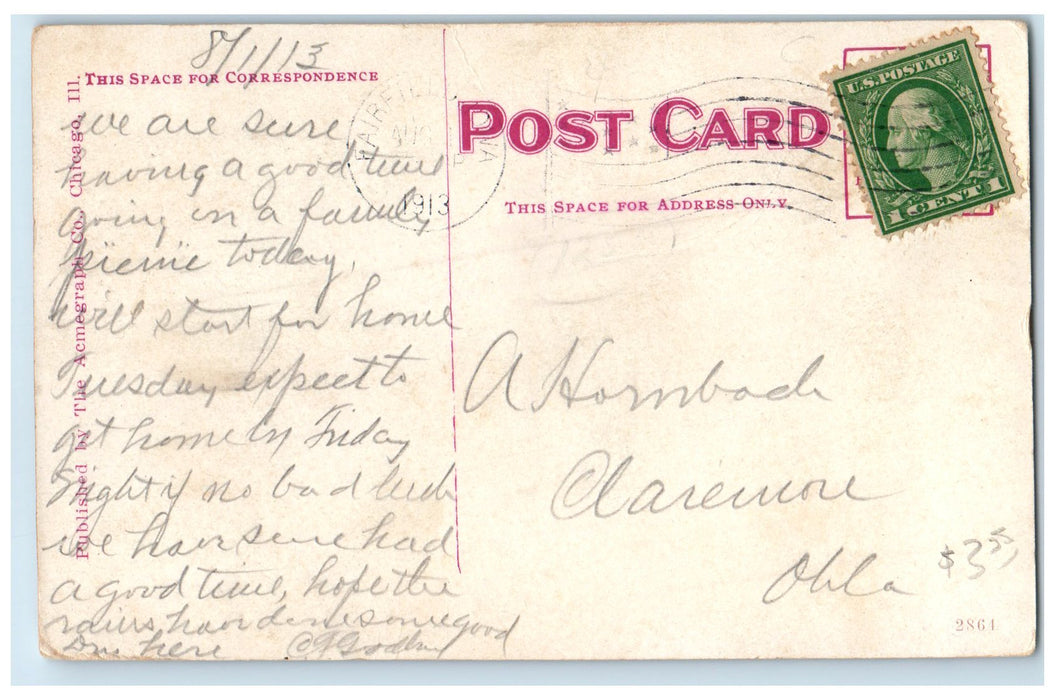 1913 South Side Square Wide Dirt Road Establishments Fairfield Iowa IA Postcard
