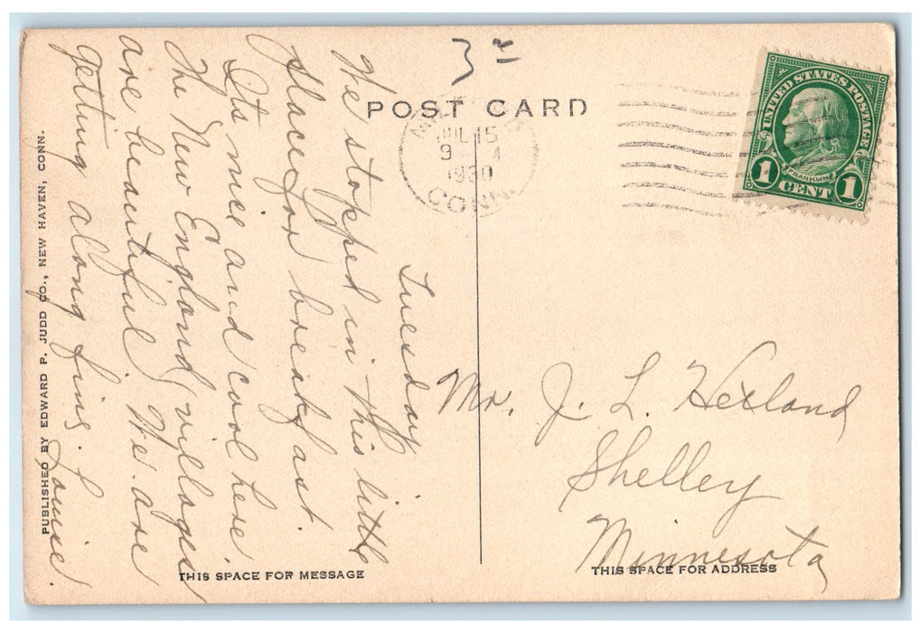 1939 Residence Of Mrs. Thos. J Falls Exterior Milford Connecticut CT Postcard