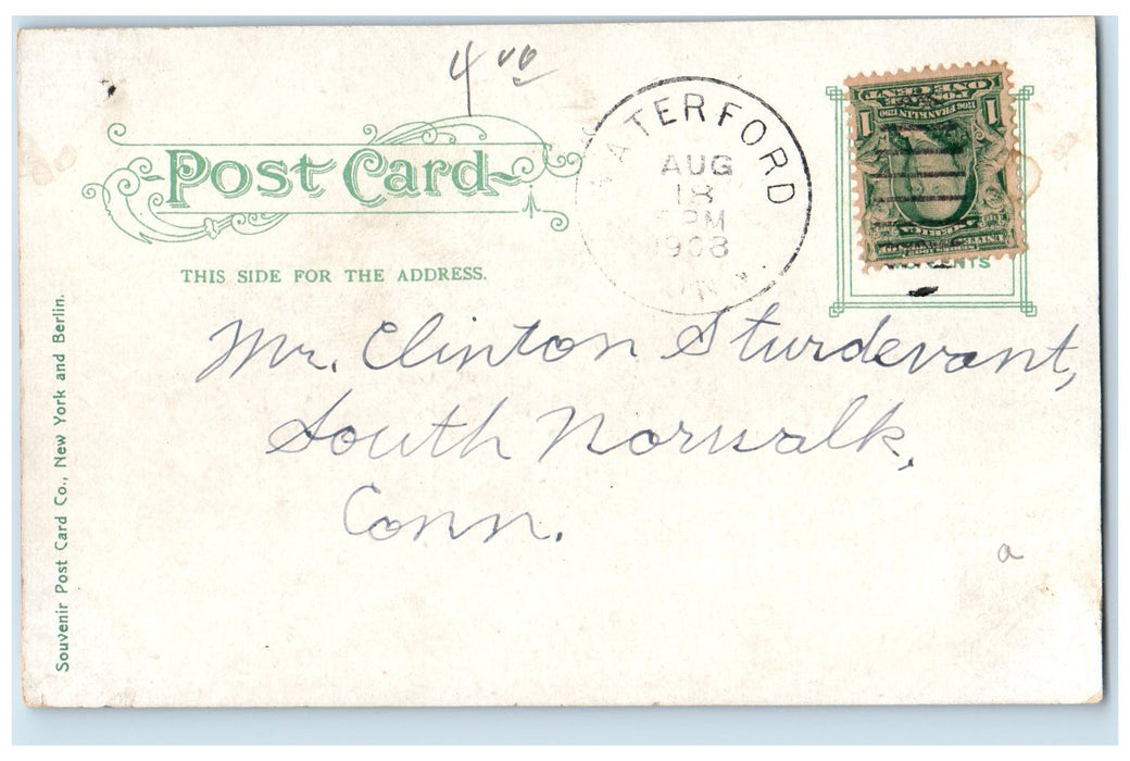 1908 Ferry Boat Gov. Winthrop New London And Groton Connecticut CT Boat Postcard