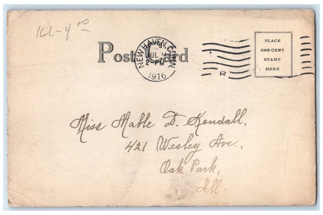 1916 Universalist Church And Parsonage New Haven Connecticut CT Posted Postcard