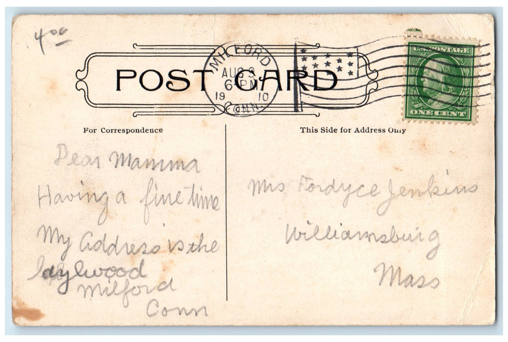 1910 Waterbury Avenue Walnut Beach Milford Connecticut CT Unposted Tree Postcard